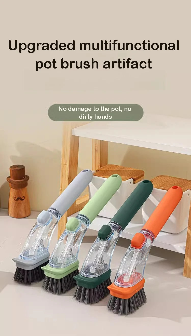Refillable Liquid Dishwashing Brush – Long-Handle Kitchen Scrubber | Trendorio Shop