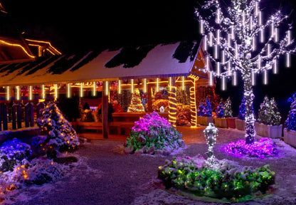 LED Icicle Curtain String Lights – 30/50cm Meteor Shower Style Lights for Christmas, Garden & Wedding Decor