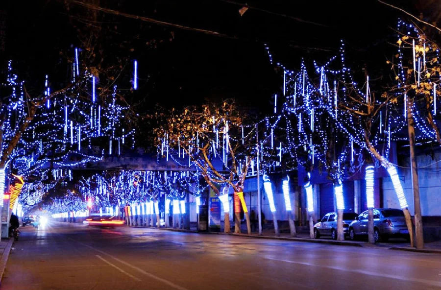 LED Icicle Curtain String Lights – 30/50cm Meteor Shower Style Lights for Christmas, Garden & Wedding Decor