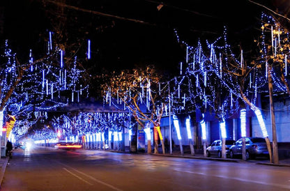 LED Icicle Curtain String Lights – 30/50cm Meteor Shower Style Lights for Christmas, Garden & Wedding Decor