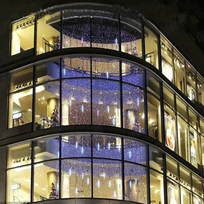 LED Meteor Shower Rain Lights – Waterproof Falling Raindrop String Lights for Christmas, Holidays & Outdoor Garden Decor