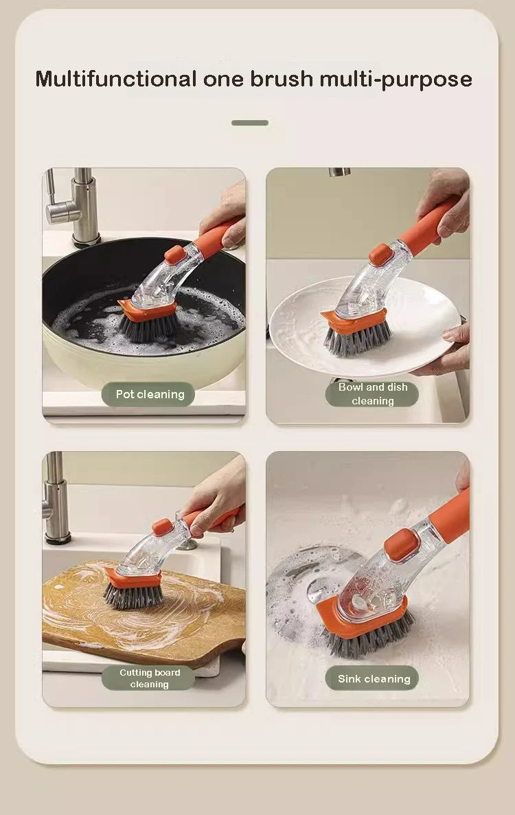 Refillable Liquid Dishwashing Brush – Long-Handle Kitchen Scrubber | Trendorio Shop