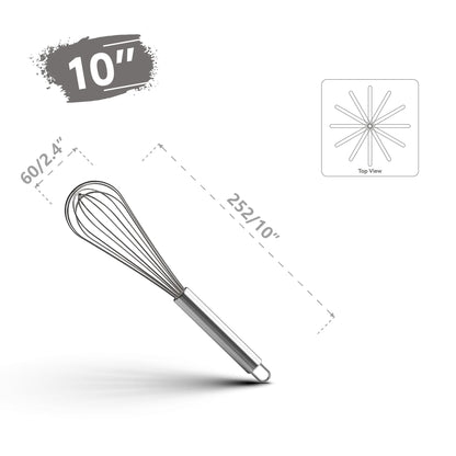 VIMACO® Balloon Whisk Stainless Steel 304 18/8 Wire Beater 8"10"12" Kitchen Cooking Tool  No-Stick for Egg