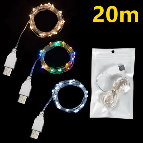 USB LED Fairy String Lights – Copper & Silver Wire (3/10/20M) | Trendorio