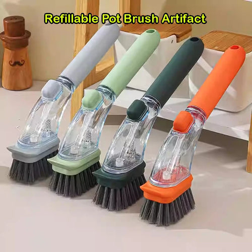 Refillable Liquid Dishwashing Brush – Long-Handle Kitchen Scrubber | Trendorio Shop