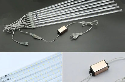 LED Meteor Shower Rain Lights – Waterproof Falling Raindrop String Lights for Christmas, Holidays & Outdoor Garden Decor