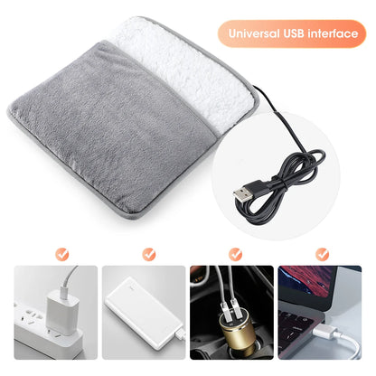 USB Powered Plush Electric Foot Warmer – Cozy Heat for Home & Office