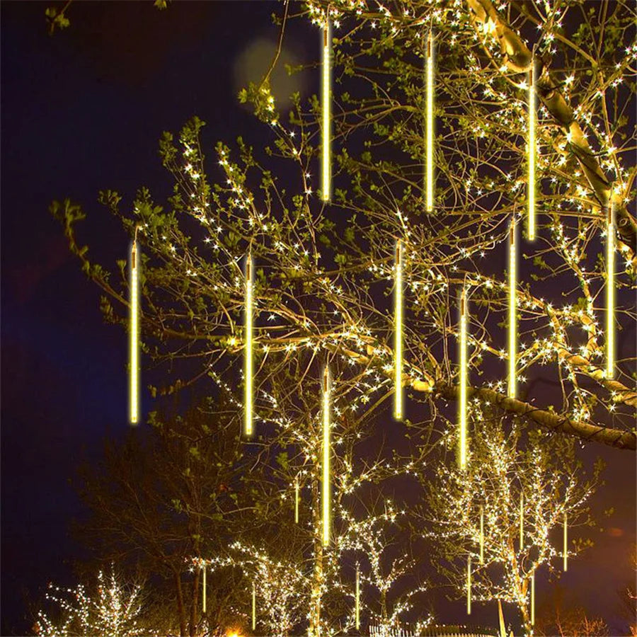 LED Icicle Curtain String Lights – 30/50cm Meteor Shower Style Lights for Christmas, Garden & Wedding Decor