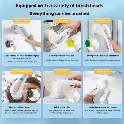 7. 5-in-1 USB Electric Cleaning Brush – Bathtub, Kitchen & Dishwashing Scrubber | Trendorio Shop