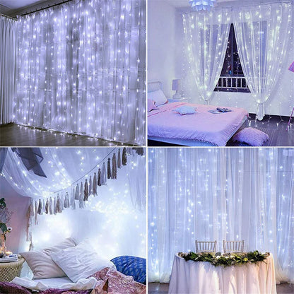 LED Icicle Curtain Lights – 3×3 m 8-Mode Fairy Light Garland | Trendorio Shop