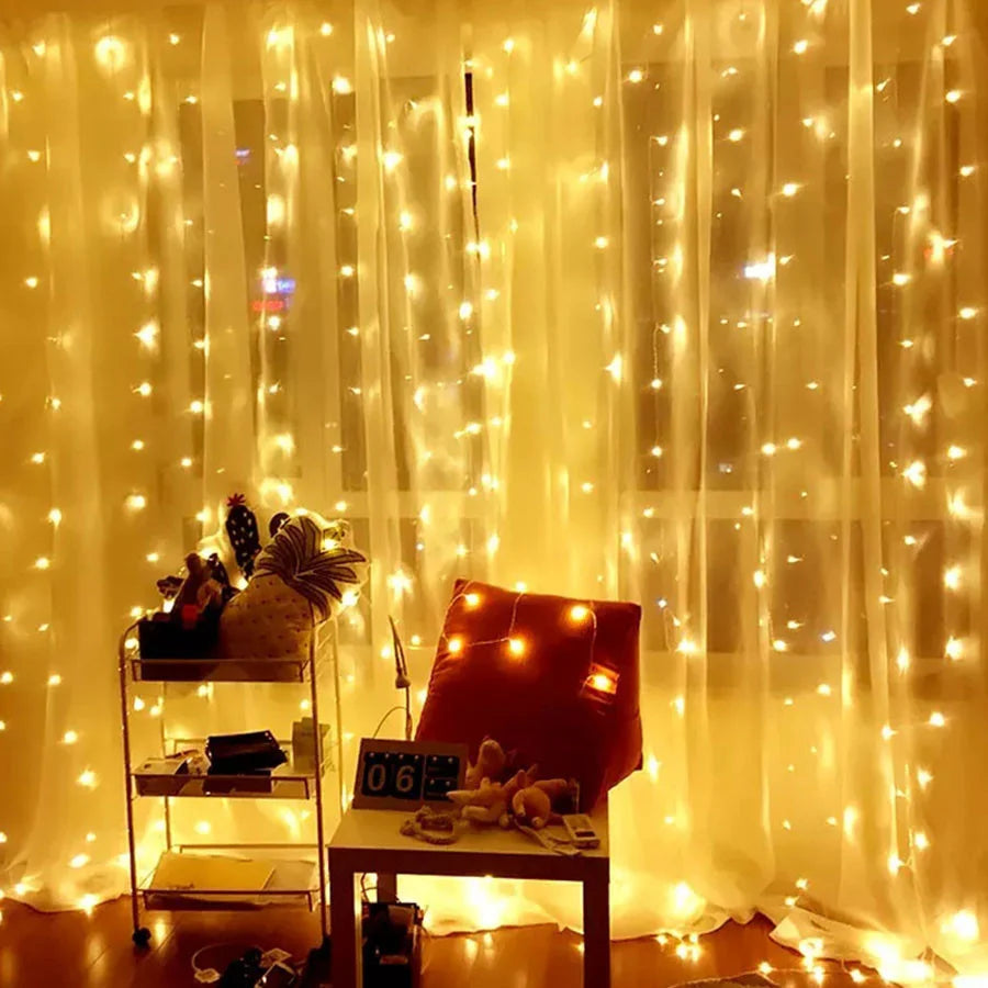 LED Icicle Curtain Lights – 3×3 m 8-Mode Fairy Light Garland | Trendorio Shop