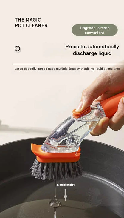 Refillable Liquid Dishwashing Brush – Long-Handle Kitchen Scrubber | Trendorio Shop