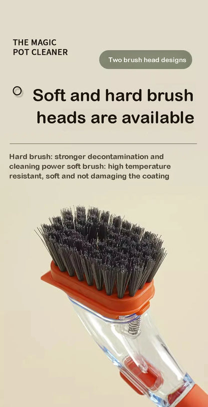 Refillable Liquid Dishwashing Brush – Long-Handle Kitchen Scrubber | Trendorio Shop