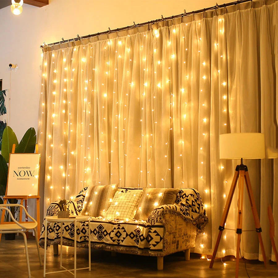 LED Icicle Curtain Lights – 3×3 m 8-Mode Fairy Light Garland | Trendorio Shop