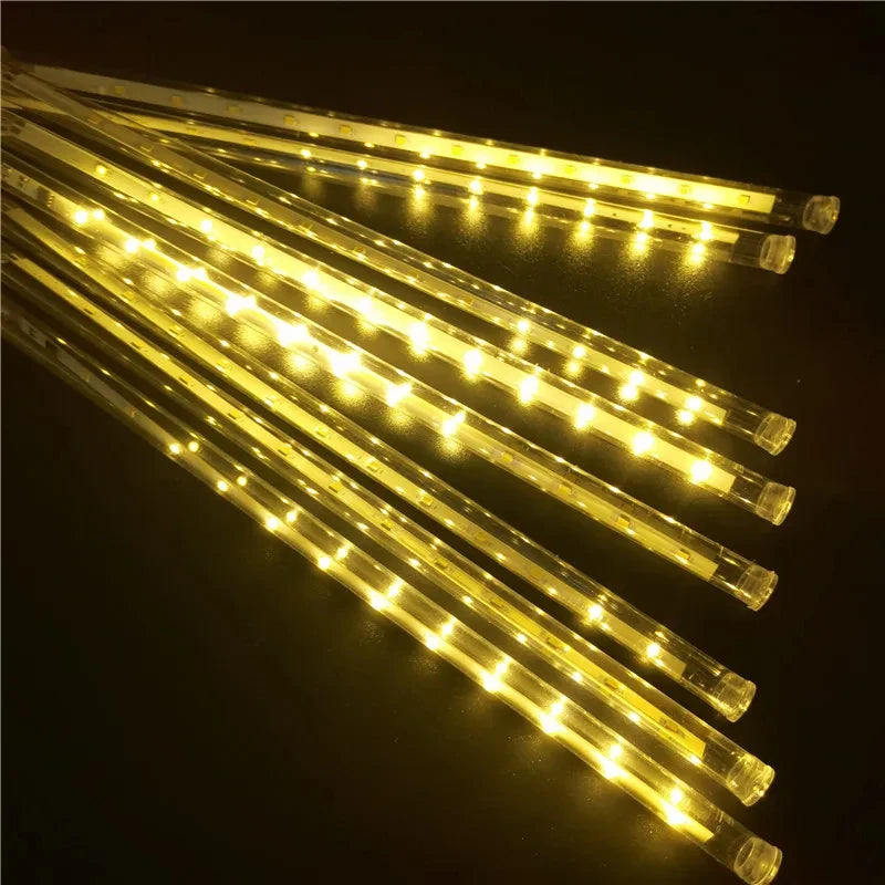 LED Meteor Shower Rain Lights – Waterproof Falling Raindrop String Lights for Christmas, Holidays & Outdoor Garden Decor