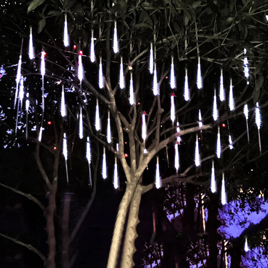 LED Icicle Curtain String Lights – 30/50cm Meteor Shower Style Lights for Christmas, Garden & Wedding Decor