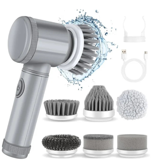 5-in-1 Electric Cleaning Brush Set – Multi-Purpose Kitchen & Bathroom Scrubber & Shoe Polishing Tool | Trendorio Shop