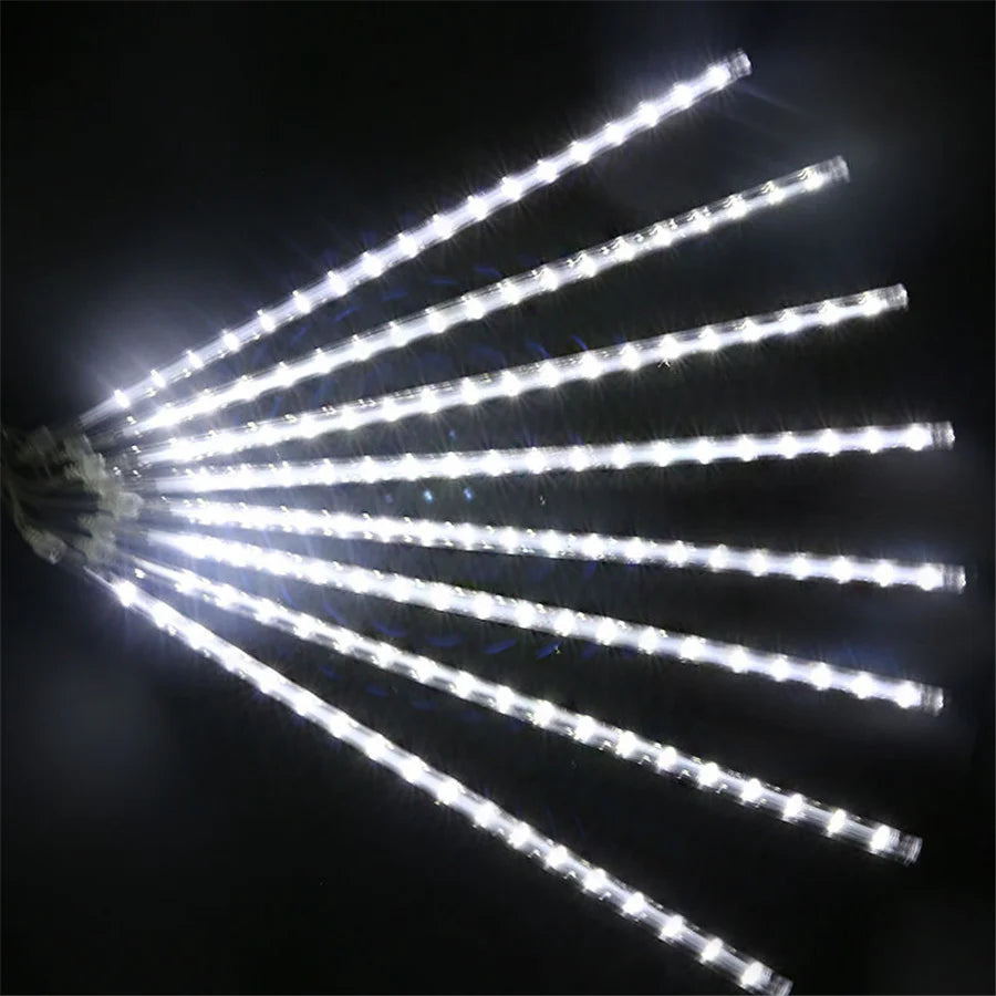LED Icicle Curtain String Lights – 30/50cm Meteor Shower Style Lights for Christmas, Garden & Wedding Decor