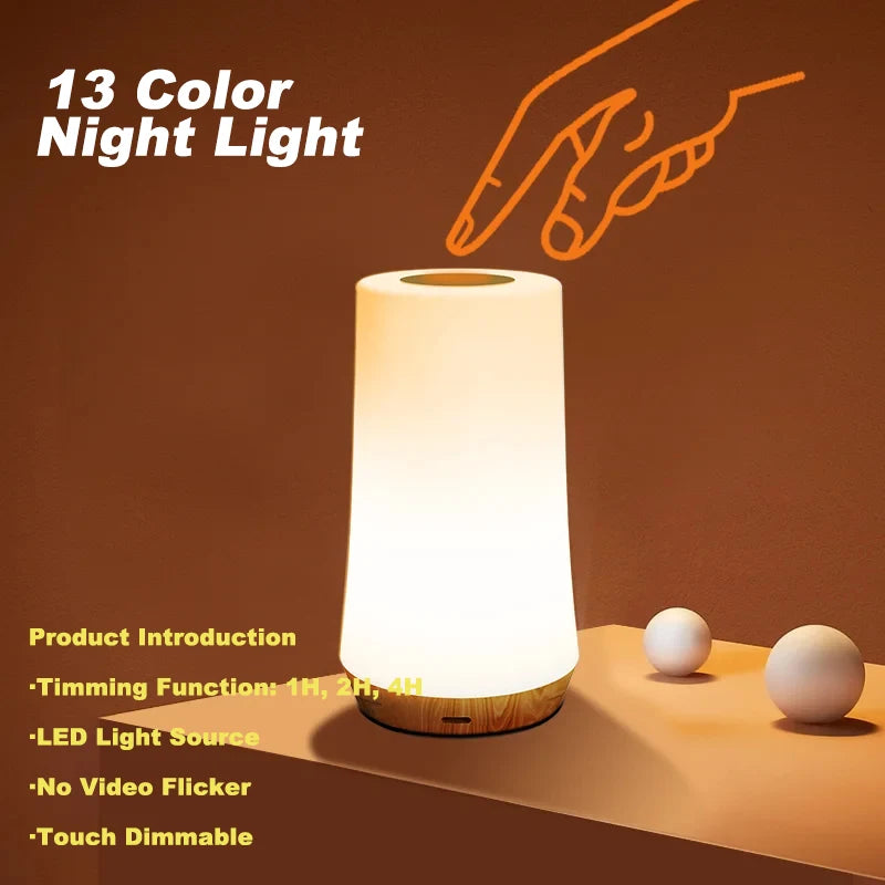 LED Night Light 13 Color Changing RGB Table Lamp Remote Control Touch Rechargeable RGB Night Lamp Dimmable Bedside Light
