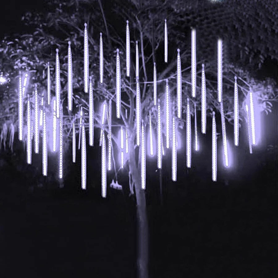LED Icicle Curtain String Lights – 30/50cm Meteor Shower Style Lights for Christmas, Garden & Wedding Decor