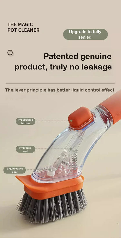 Refillable Liquid Dishwashing Brush – Long-Handle Kitchen Scrubber | Trendorio Shop