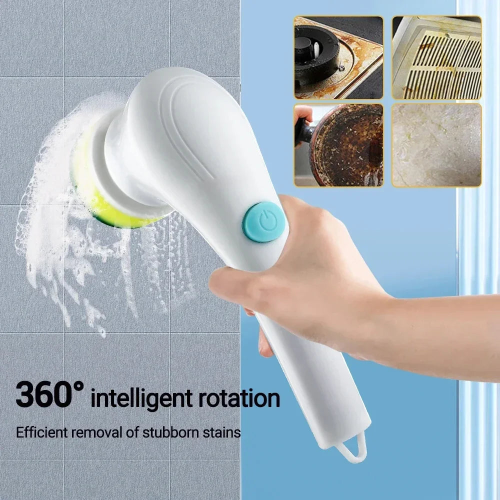 Wireless 5-in-1 Electric Cleaning Brush – USB Rechargeable Home Scrubber | Trendorio Shop