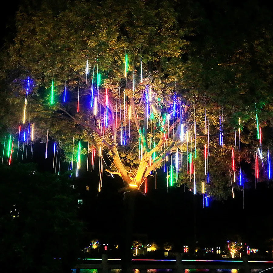 LED Icicle Curtain String Lights – 30/50cm Meteor Shower Style Lights for Christmas, Garden & Wedding Decor