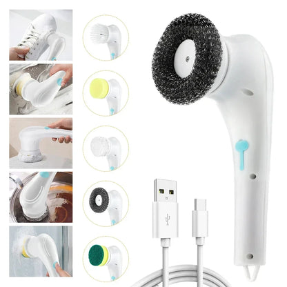 Wireless 5-in-1 Electric Cleaning Brush – USB Rechargeable Home Scrubber | Trendorio Shop