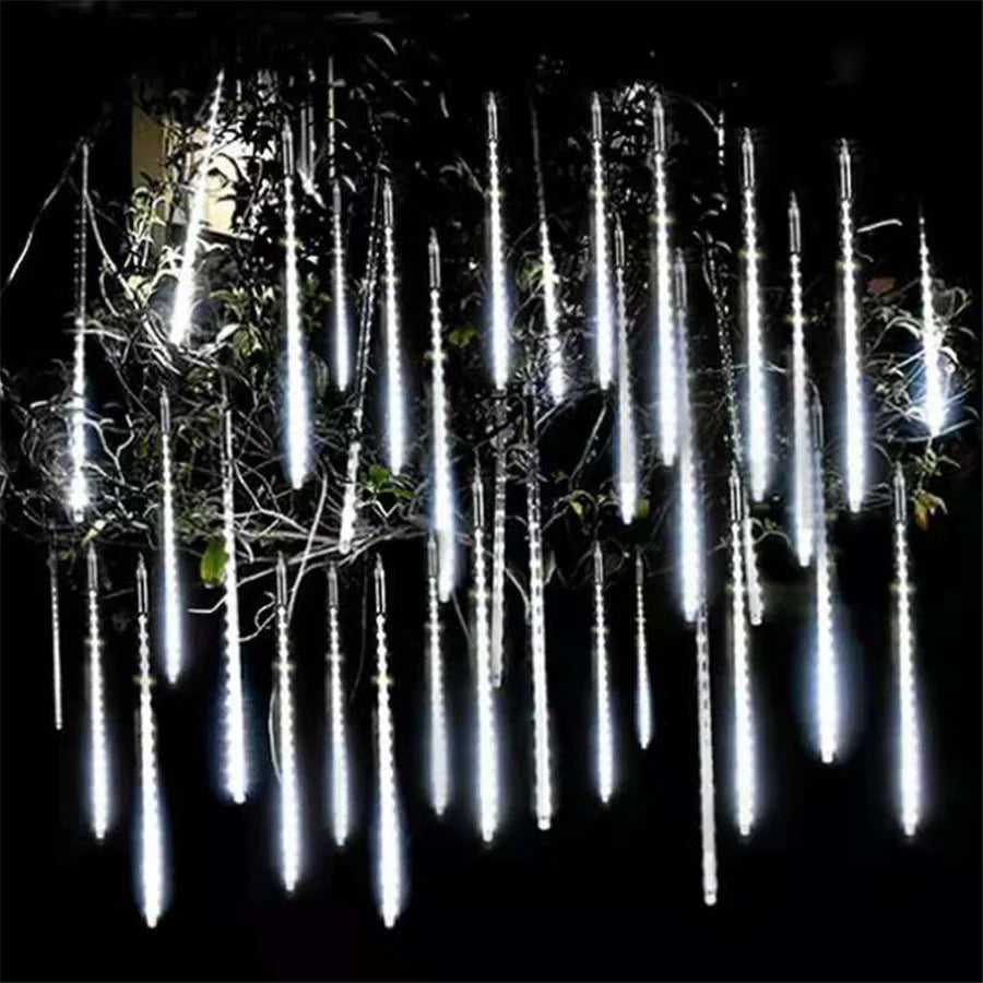 LED Icicle Curtain String Lights – 30/50cm Meteor Shower Style Lights for Christmas, Garden & Wedding Decor