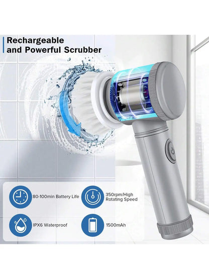 5-in-1 Electric Cleaning Brush Set – Multi-Purpose Kitchen & Bathroom Scrubber & Shoe Polishing Tool | Trendorio Shop