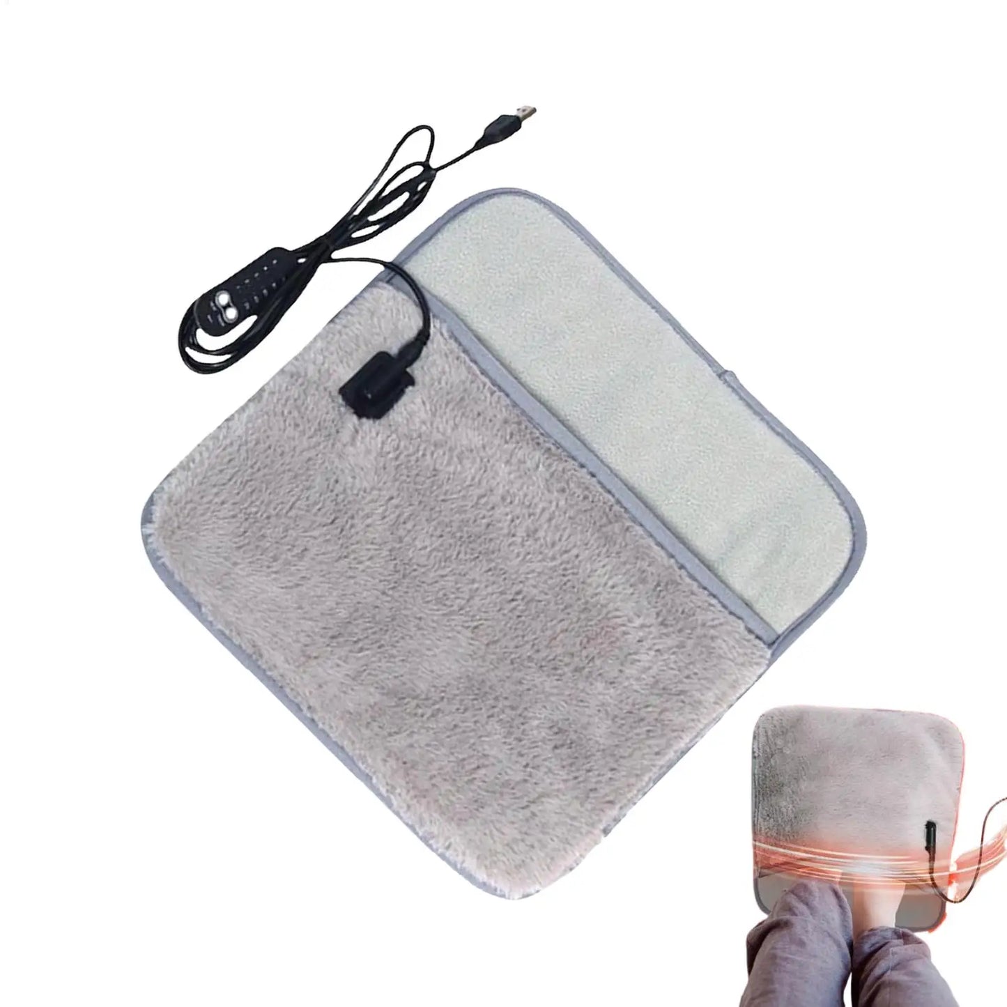 Compact USB Heated Foot Warmer – Plush Foot Heating Mat for Cold Feet