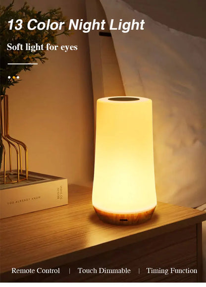 LED Night Light 13 Color Changing RGB Table Lamp Remote Control Touch Rechargeable RGB Night Lamp Dimmable Bedside Light