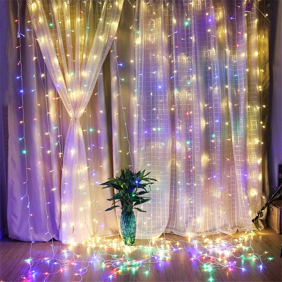 LED Icicle Curtain Lights – 3×3 m 8-Mode Fairy Light Garland | Trendorio Shop