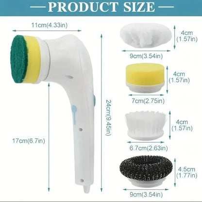 Five-in-One Electric Cleaning Brush – Bathroom & Kitchen Scrubber | Trendorio Shop