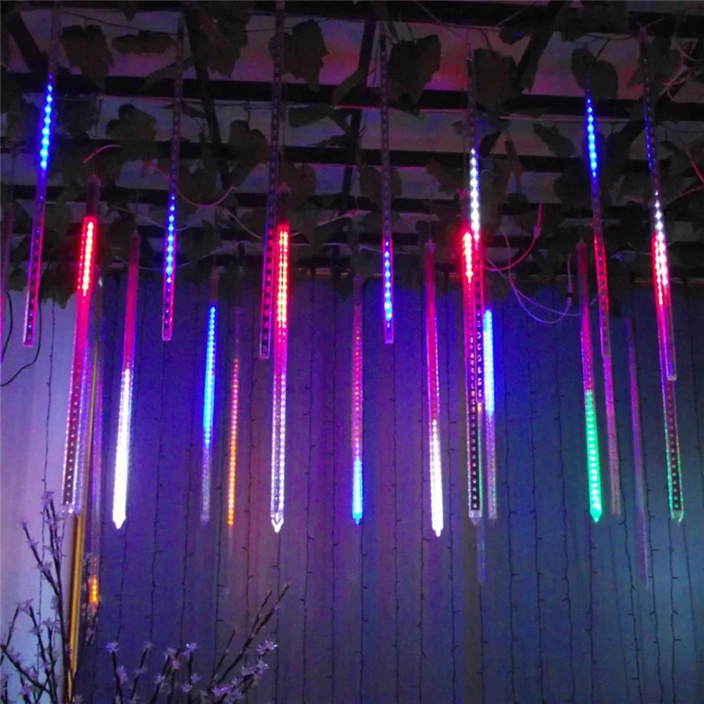 LED Meteor Shower Rain Lights – Waterproof Falling Raindrop String Lights for Christmas, Holidays & Outdoor Garden Decor