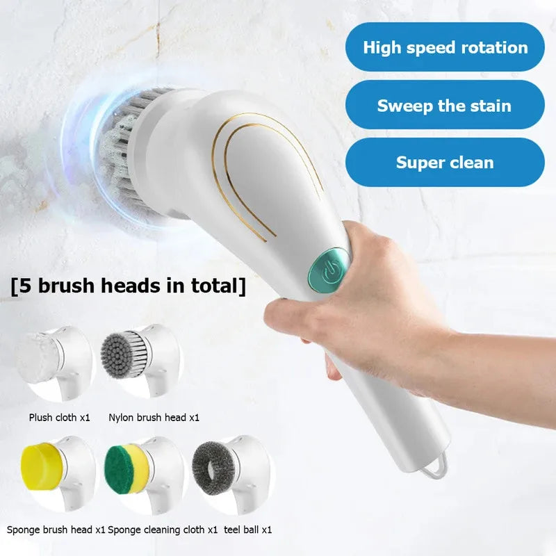 7. 5-in-1 USB Electric Cleaning Brush – Bathtub, Kitchen & Dishwashing Scrubber | Trendorio Shop