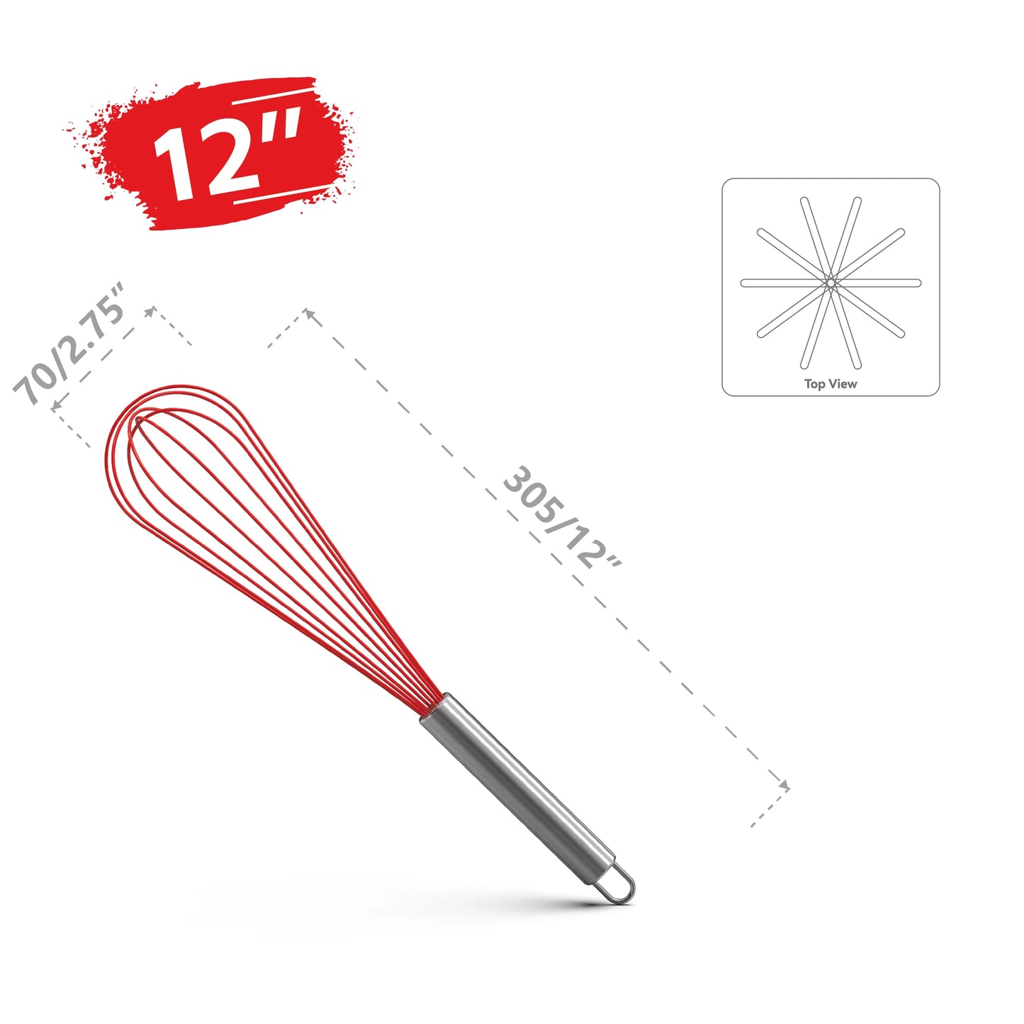 VIMACO® Balloon Whisk Stainless Steel 304 18/8 Wire Beater 8"10"12" Kitchen Cooking Tool  No-Stick for Egg