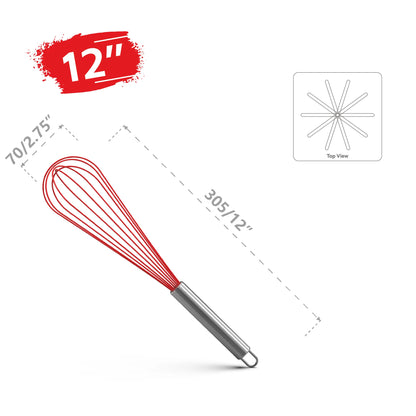 VIMACO® Balloon Whisk Stainless Steel 304 18/8 Wire Beater 8"10"12" Kitchen Cooking Tool  No-Stick for Egg