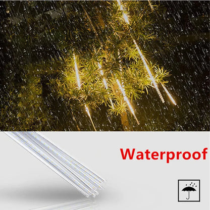 LED Meteor Shower Rain Lights – Waterproof Falling Raindrop String Lights for Christmas, Holidays & Outdoor Garden Decor