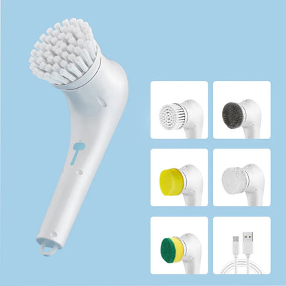 Five-in-One Electric Cleaning Brush – Bathroom & Kitchen Scrubber | Trendorio Shop