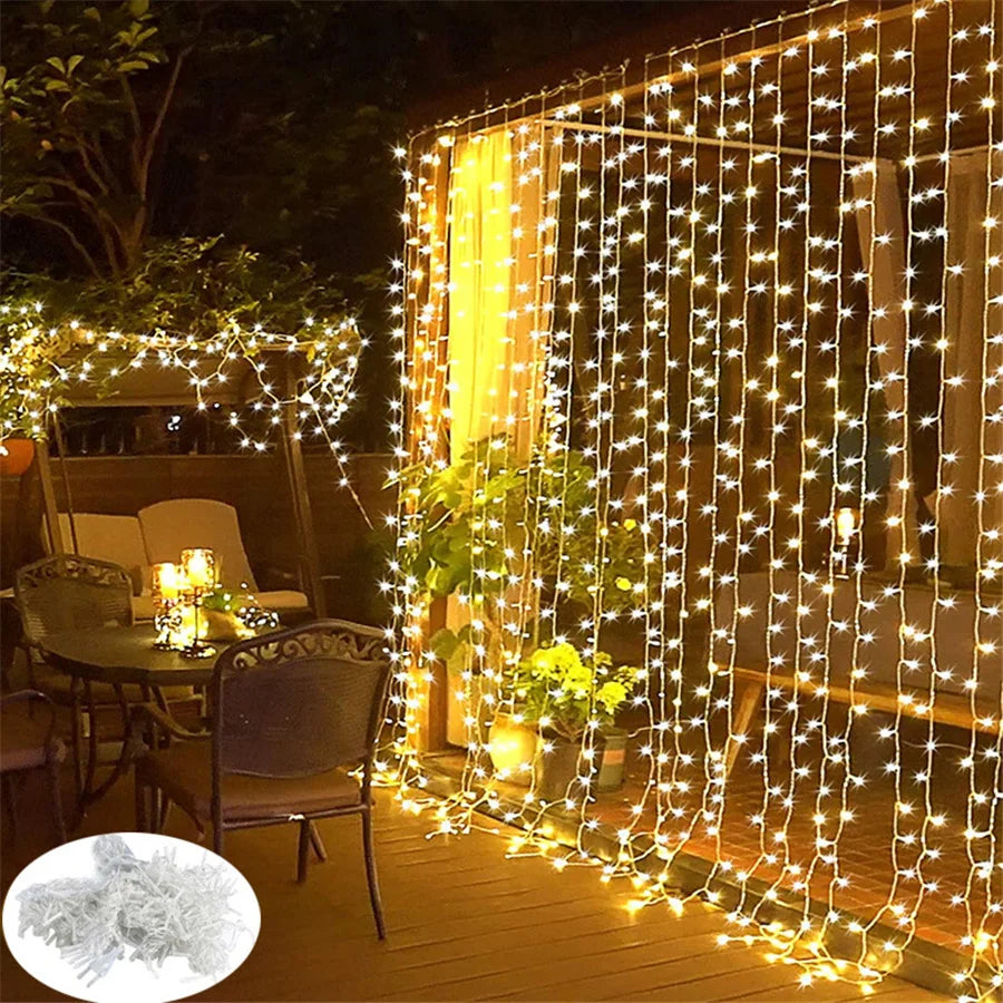 LED Icicle Curtain Lights – 3×3 m 8-Mode Fairy Light Garland | Trendorio Shop