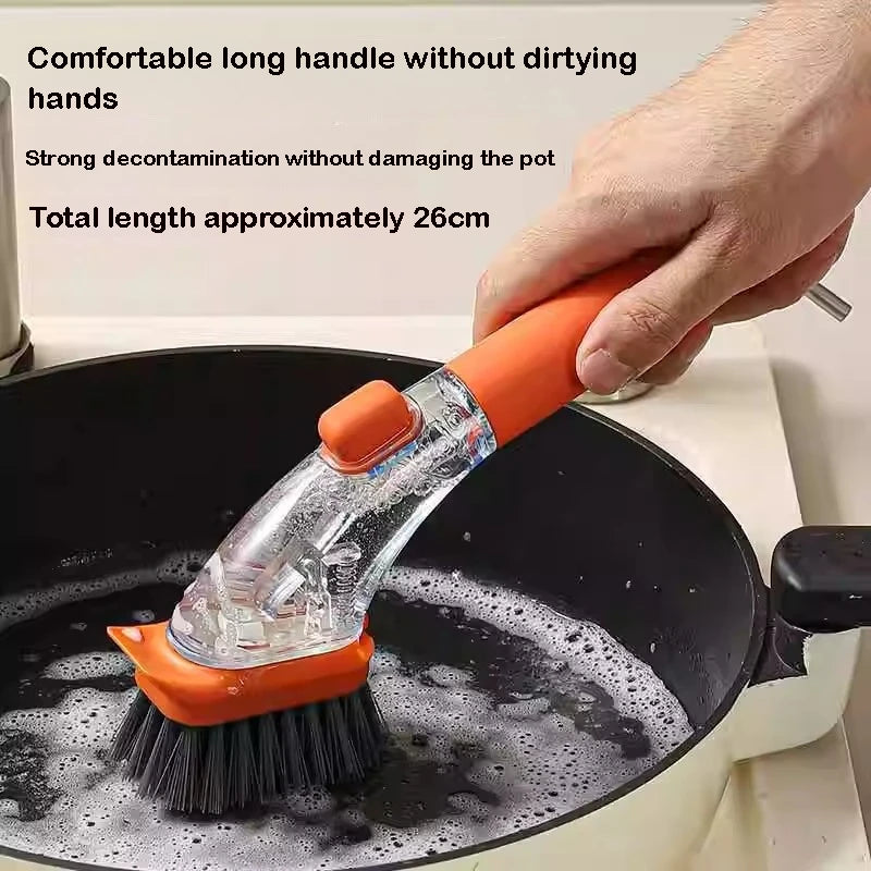 Refillable Liquid Dishwashing Brush – Long-Handle Kitchen Scrubber | Trendorio Shop